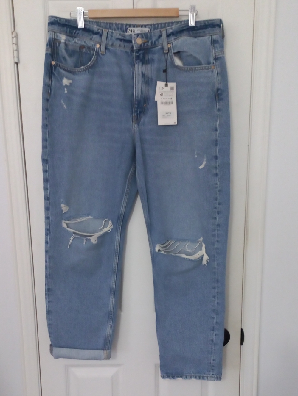 Zara Medium Blue Distressed Relaxed Fit Jeans (Sz US 12 EU 44 Mens 34)